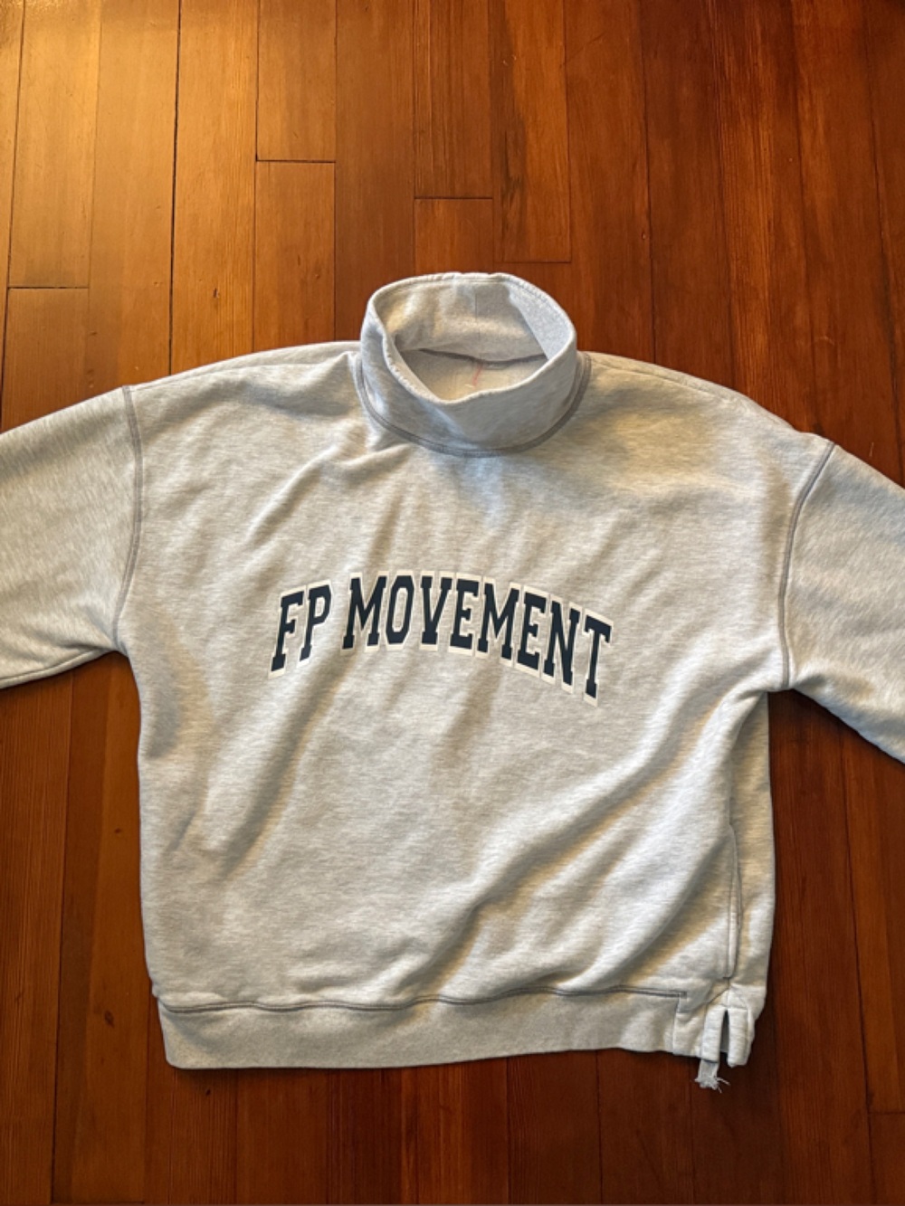 FP Movement by Free People Light Gray Mockneck Sweatshirt | Size Medium